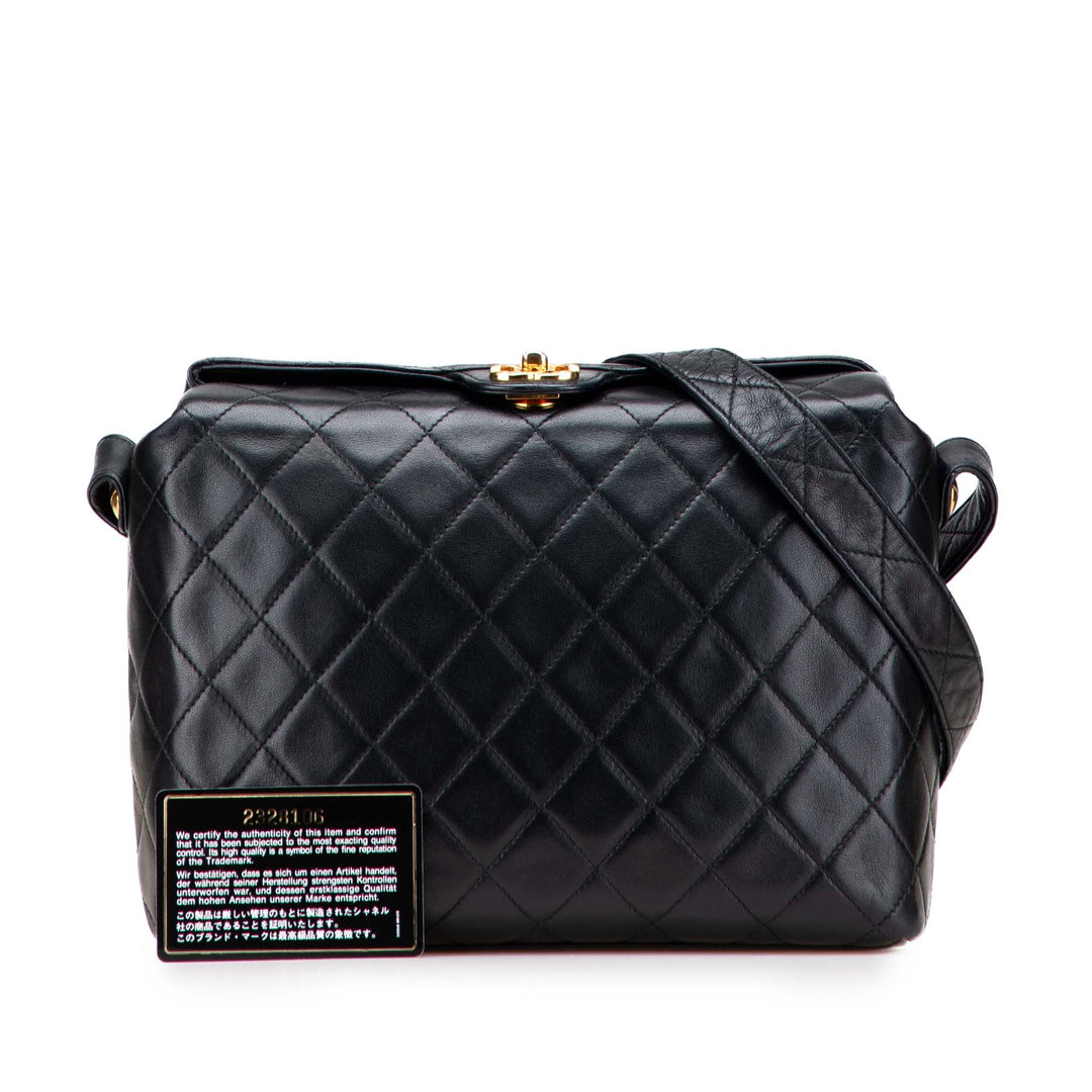 CC Quilted Lambskin Crossbody Black - Gaby Paris