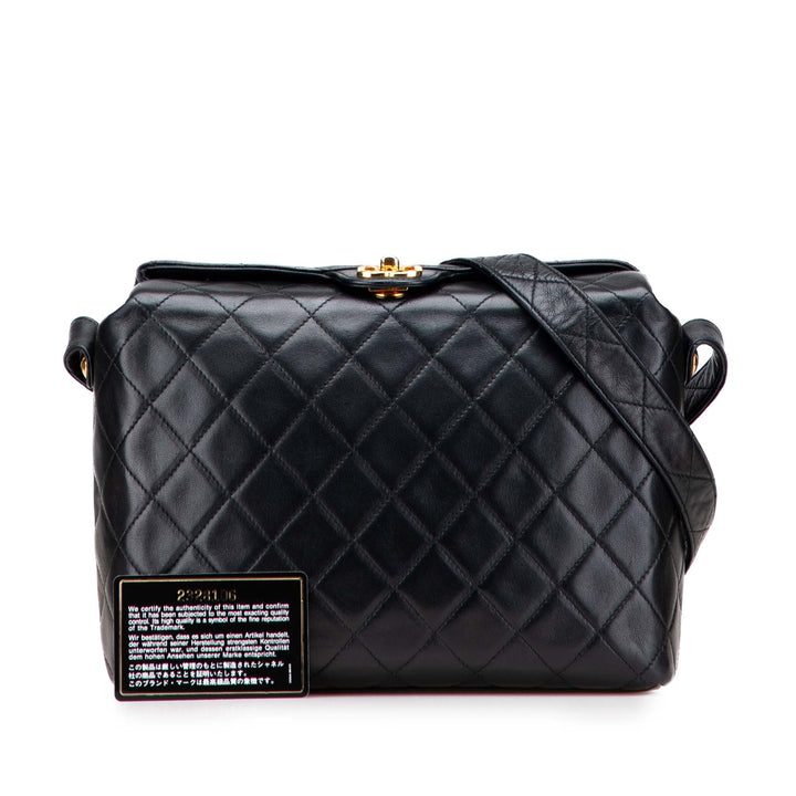 CC Quilted Lambskin Crossbody Black - Gaby Paris