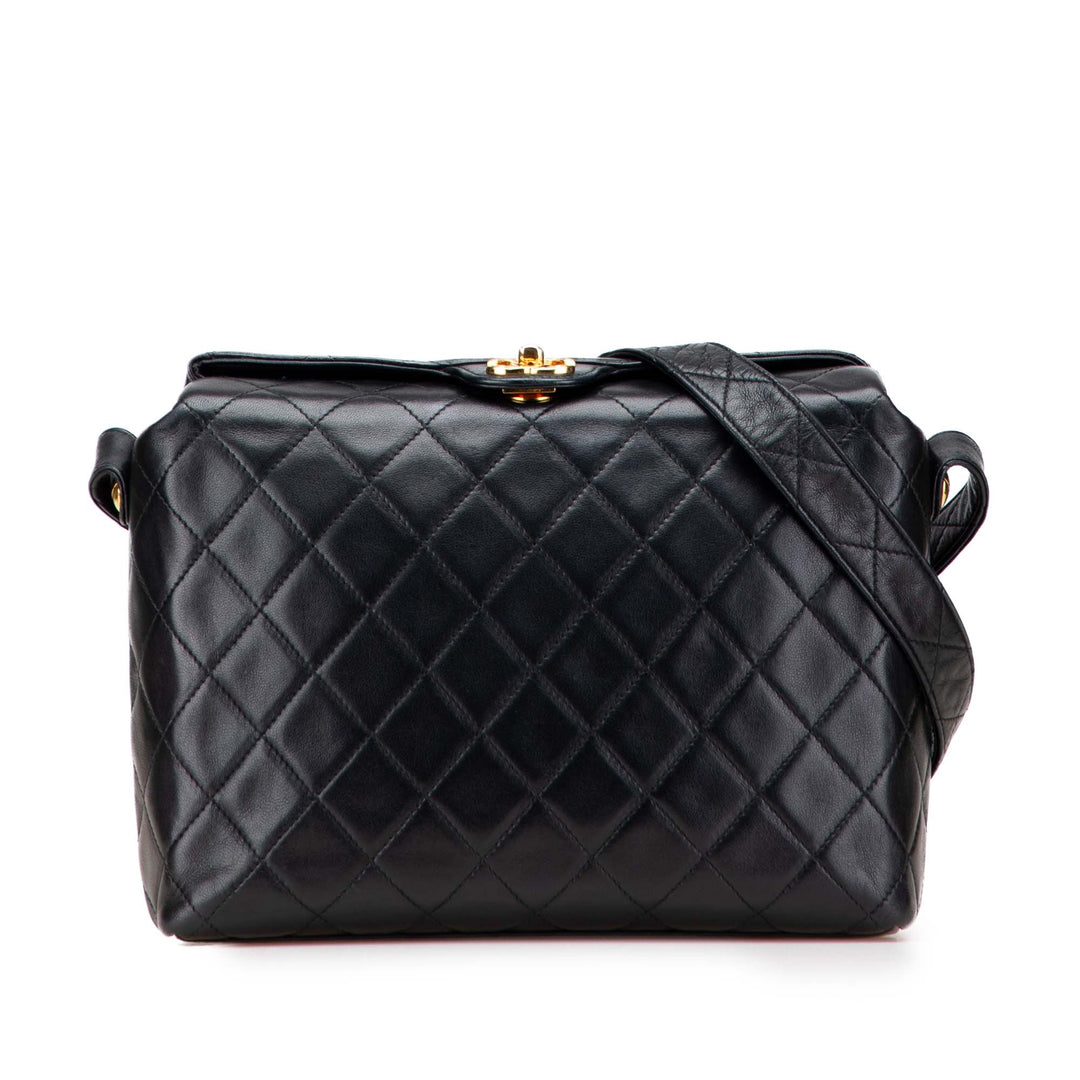 CC Quilted Lambskin Crossbody Black - Gaby Paris