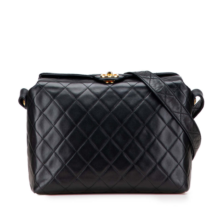 CC Quilted Lambskin Crossbody Black - Gaby Paris