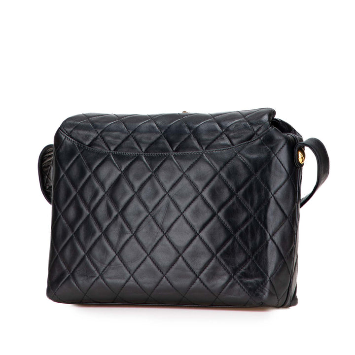 CC Quilted Lambskin Crossbody Black - Gaby Paris