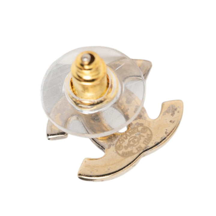 Chanel CC plaqué Strass Bullet Back Boucles d'oreilles Métal