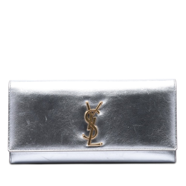 Saint Laurent Smooth Metallic Cuir de veau Monogram Cassandre Pochette