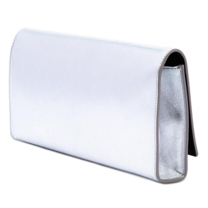 Saint Laurent Smooth Metallic Cuir de veau Monogram Cassandre Pochette