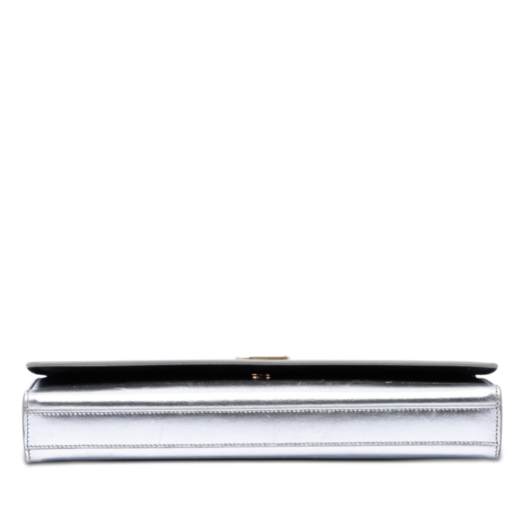 Saint Laurent Smooth Metallic Cuir de veau Monogram Cassandre Pochette