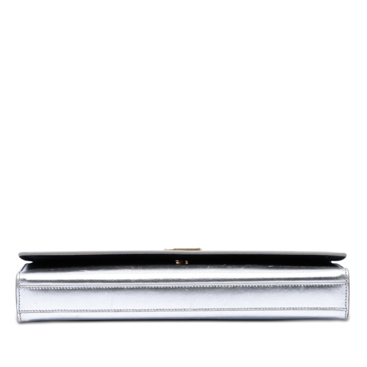 Saint Laurent Smooth Metallic Cuir de veau Monogram Cassandre Pochette