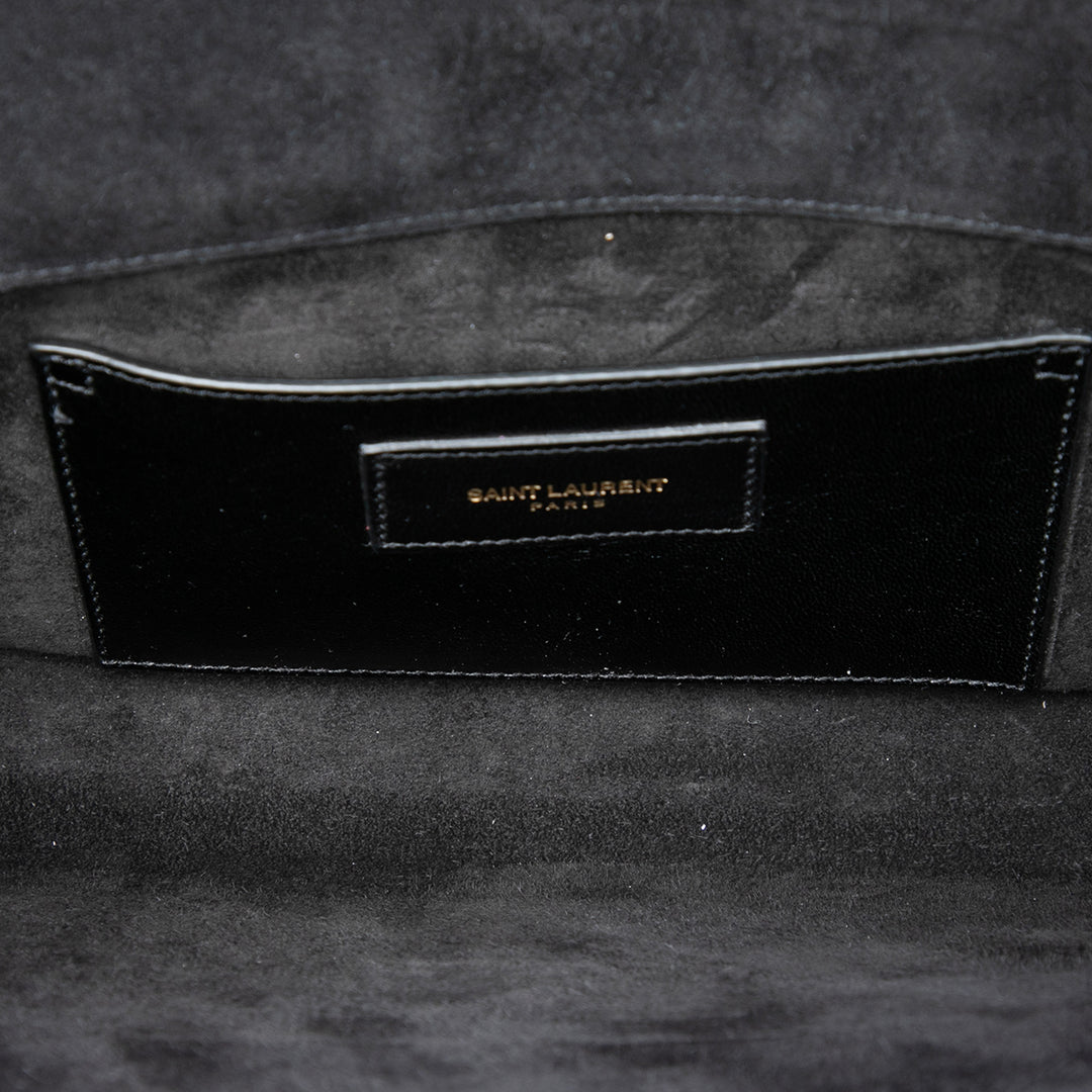 Saint Laurent Smooth Metallic Cuir de veau Monogram Cassandre Pochette