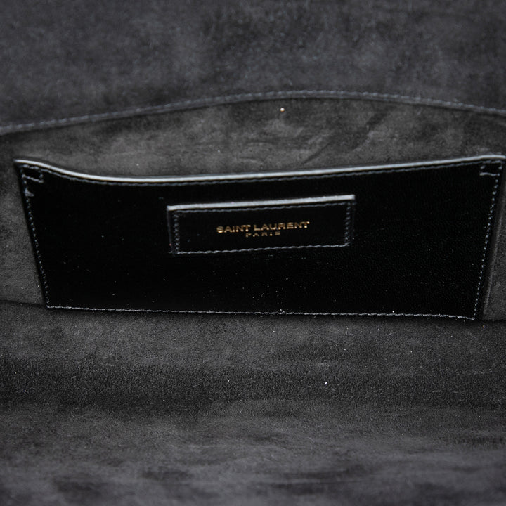 Saint Laurent Smooth Metallic Cuir de veau Monogram Cassandre Pochette