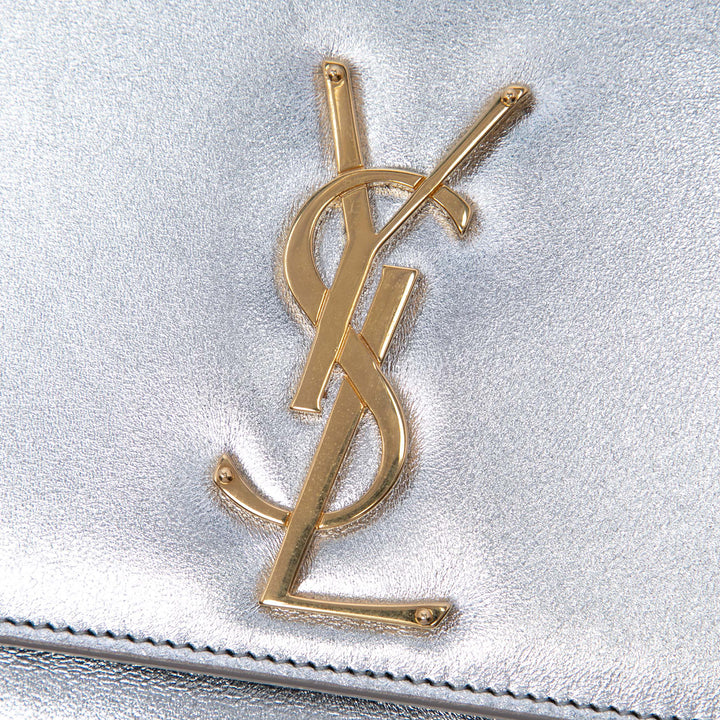 Saint Laurent Smooth Metallic Cuir de veau Monogram Cassandre Pochette