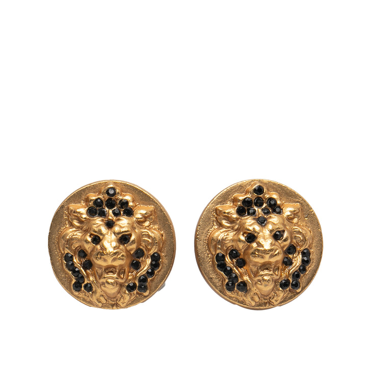 Chanel Doré Plated Rhinestones Lion Head Clip On Boucle d’oreilles Doré – GABY PARIS Authentique