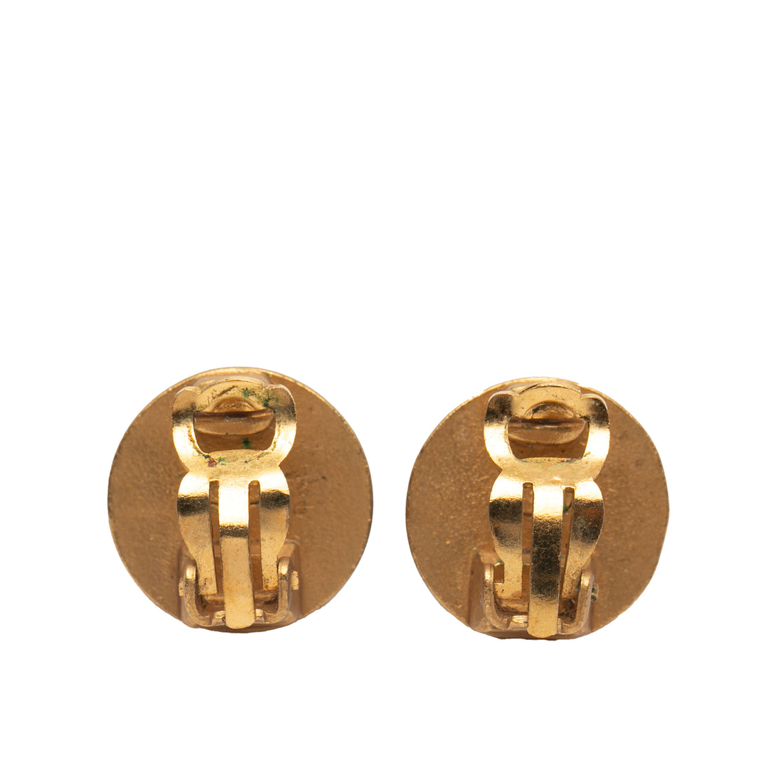 Chanel Doré Plated Rhinestones Lion Head Clip On Boucle d’oreilles Doré – GABY PARIS Authentique