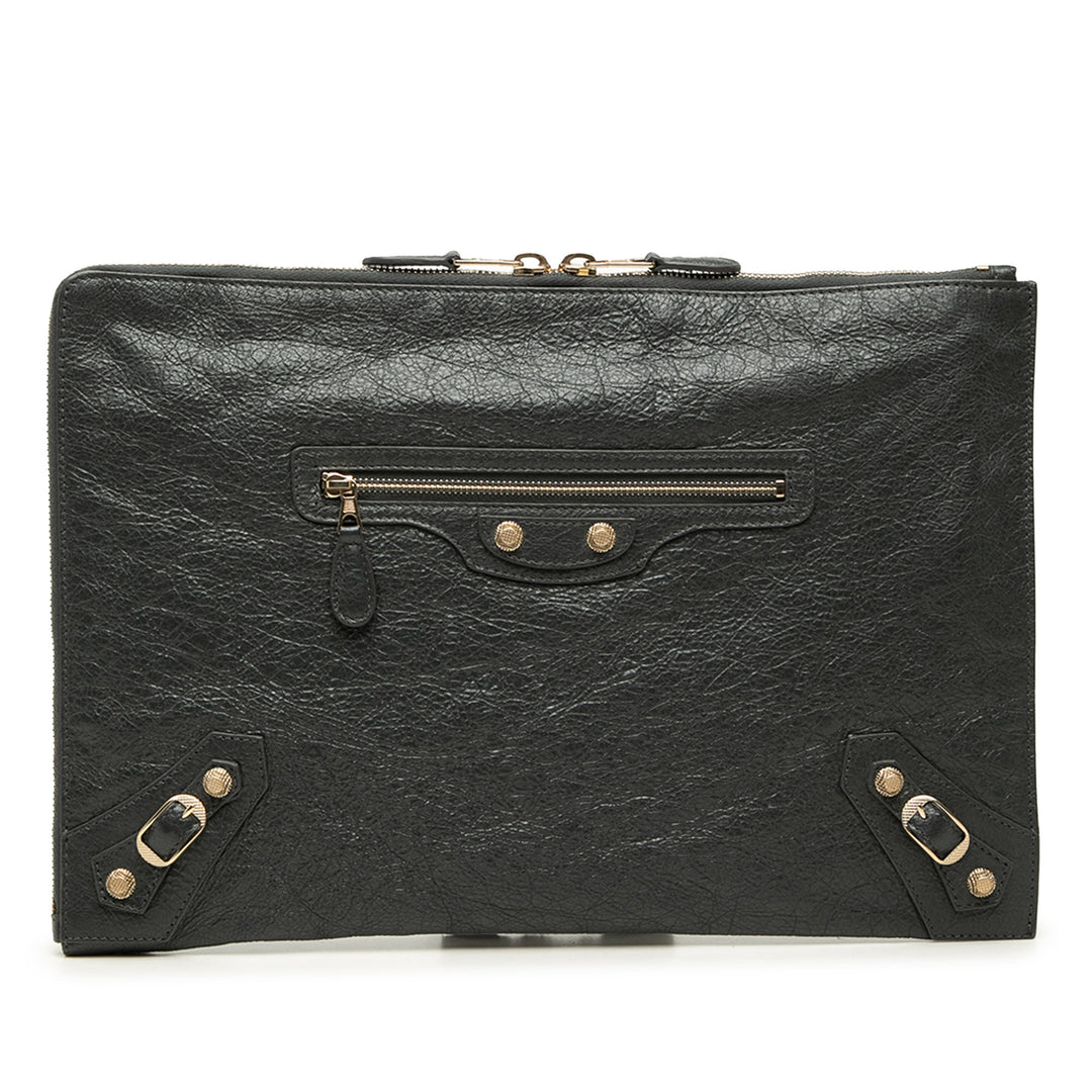 Balenciaga Cuir d’agneau Motocross Giant 12 Zip Around Flat Pochette