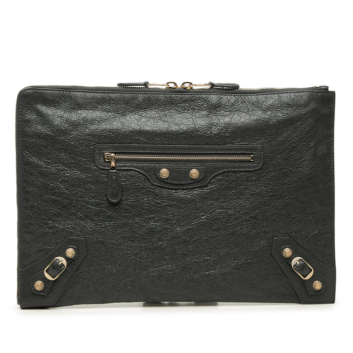 Balenciaga Cuir d’agneau Motocross Giant 12 Zip Around Flat Pochette