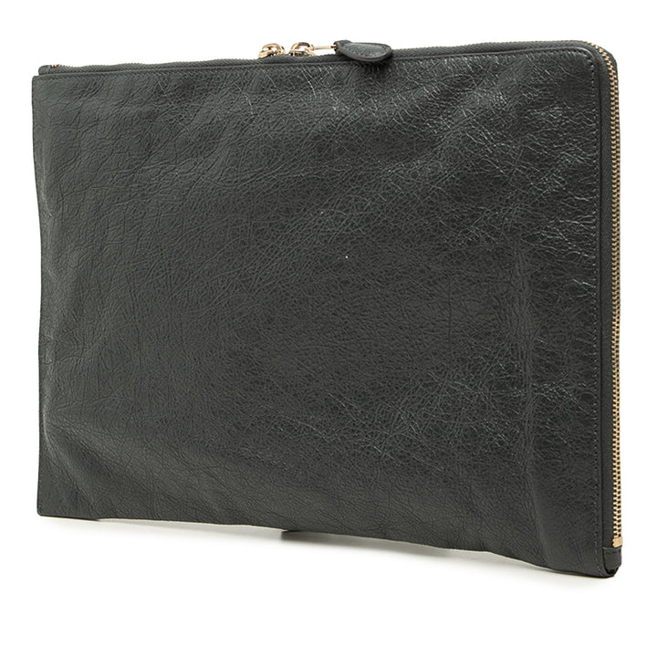 Balenciaga Cuir d’agneau Motocross Giant 12 Zip Around Flat Pochette
