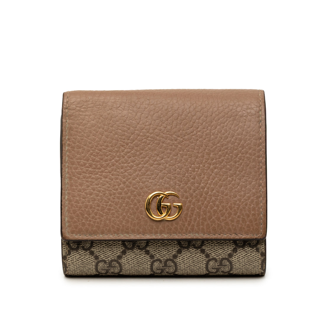 Gucci Bicolore GG Marmont et Deux volets Portefeuille Cuir de veau