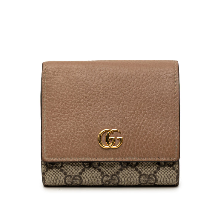 Gucci Bicolore GG Marmont et Deux volets Portefeuille Cuir de veau
