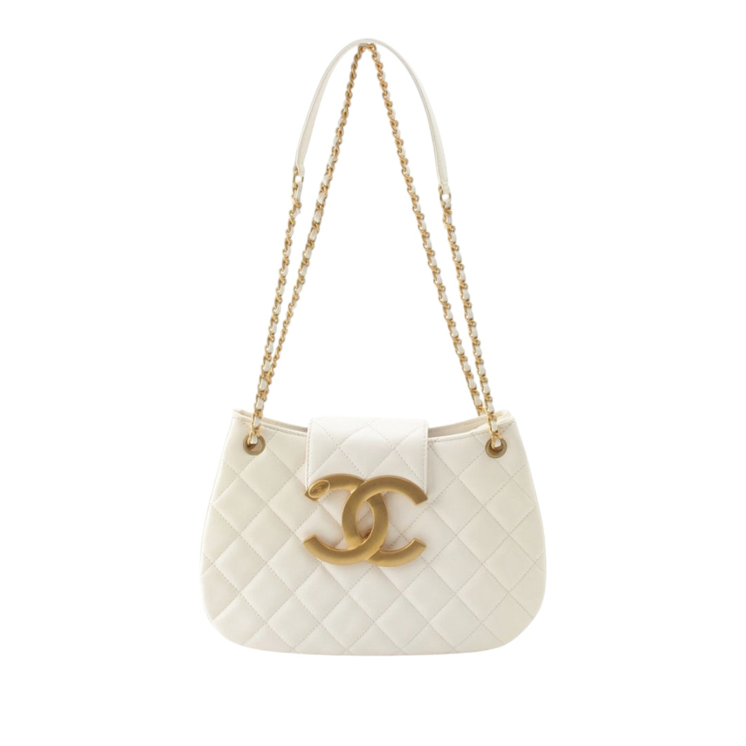CC Matelassé Sac Cuir d'agneau Blanc