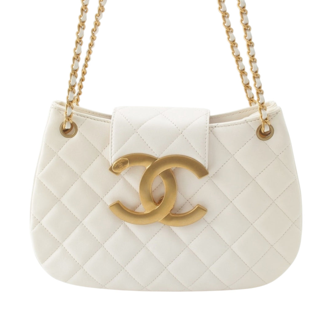 CC Matelassé Sac Cuir d'agneau Blanc