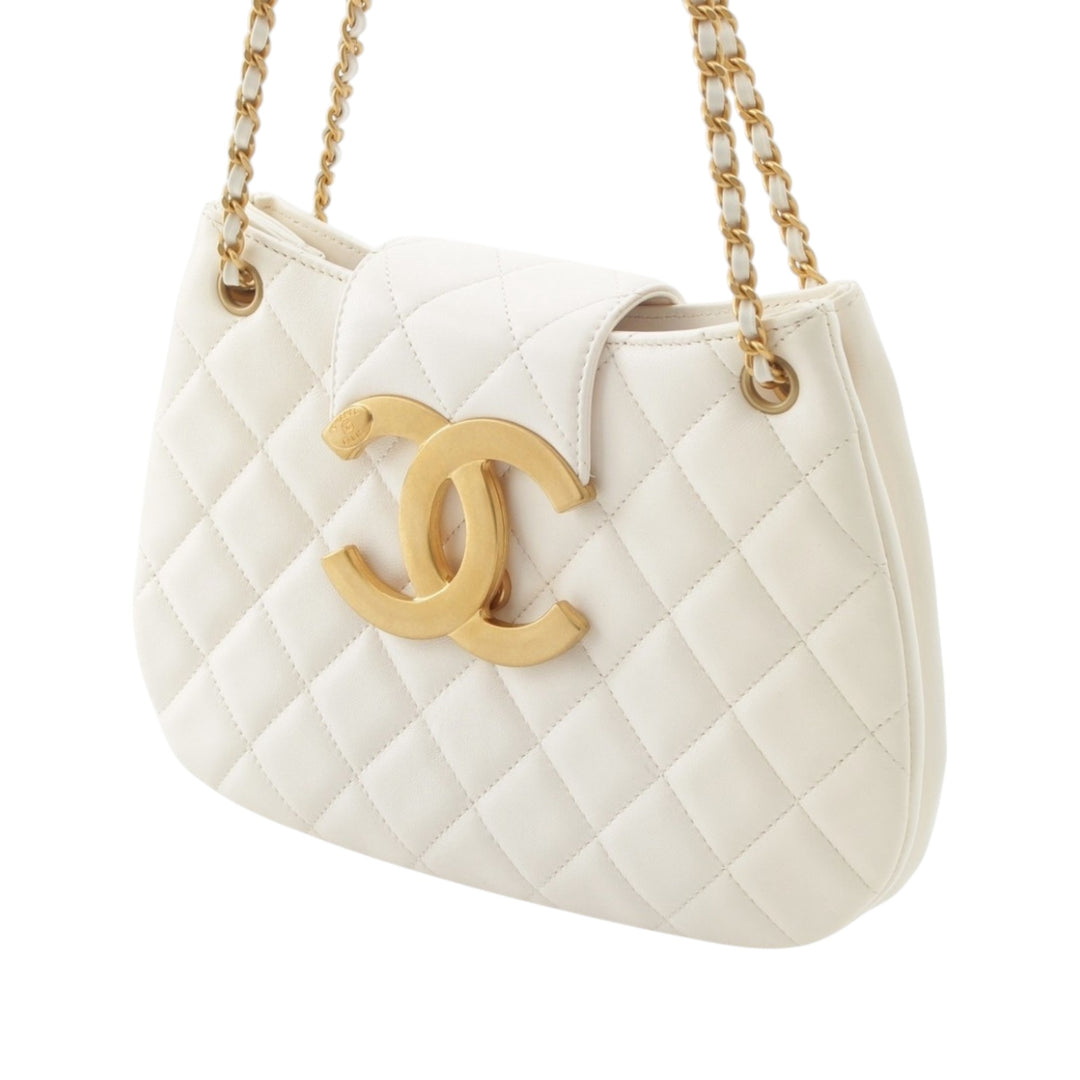 CC Matelassé Sac Cuir d'agneau Blanc
