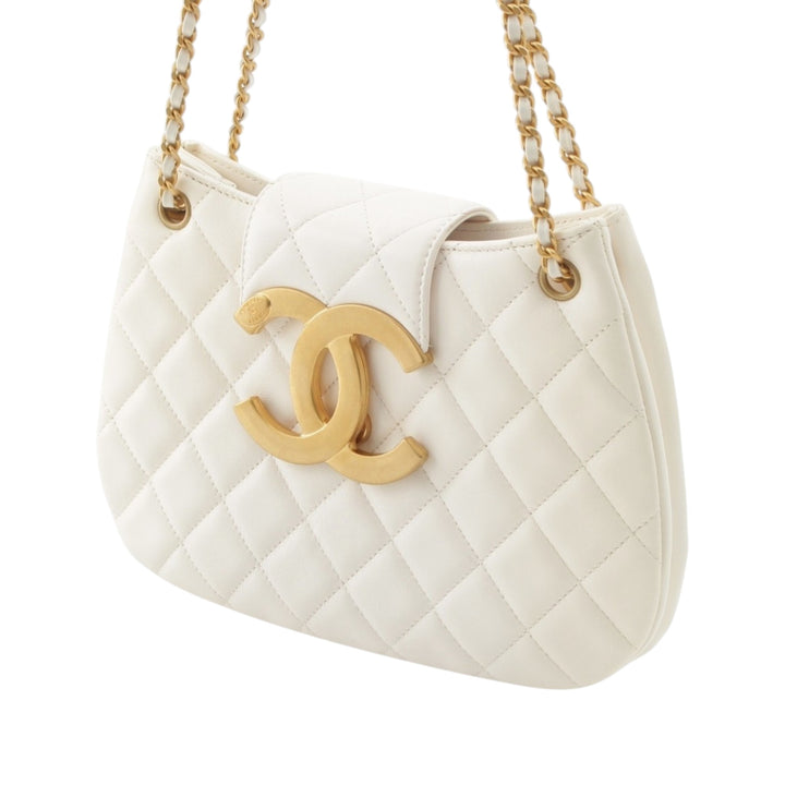 CC Matelassé Sac Cuir d'agneau Blanc