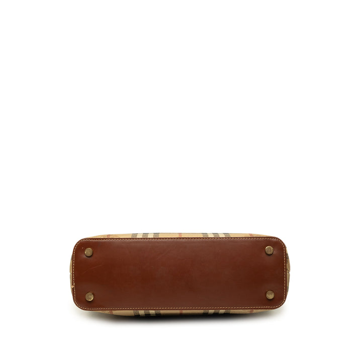 Burberry Cabas Haymarket Check Mini Toile enduite Beige – vue 3 – GABY PARIS