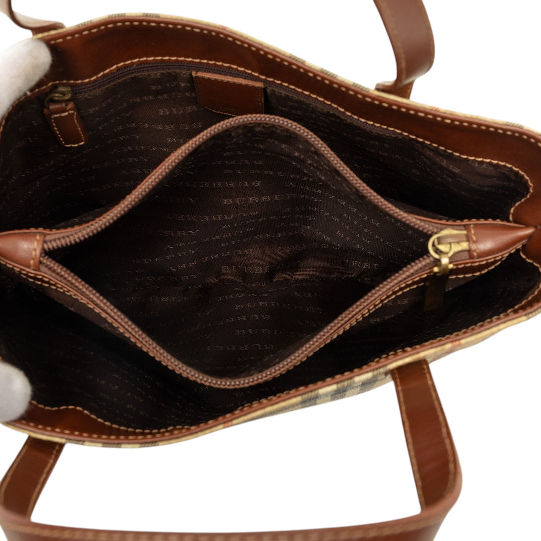 Burberry Cabas Haymarket Check Mini Toile enduite Beige – vue 4 – GABY PARIS