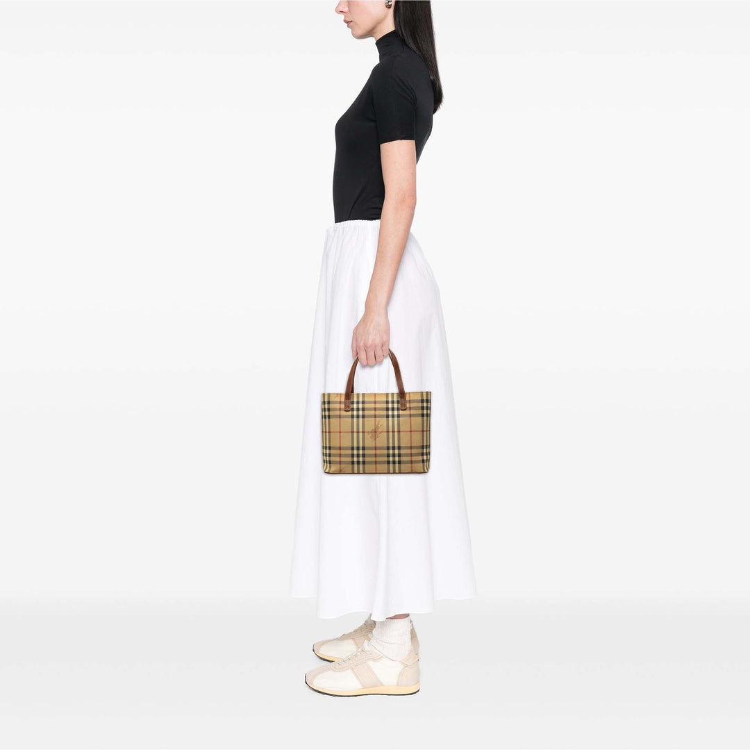 Burberry Cabas Haymarket Check Mini Toile enduite Beige – vue 6 – GABY PARIS