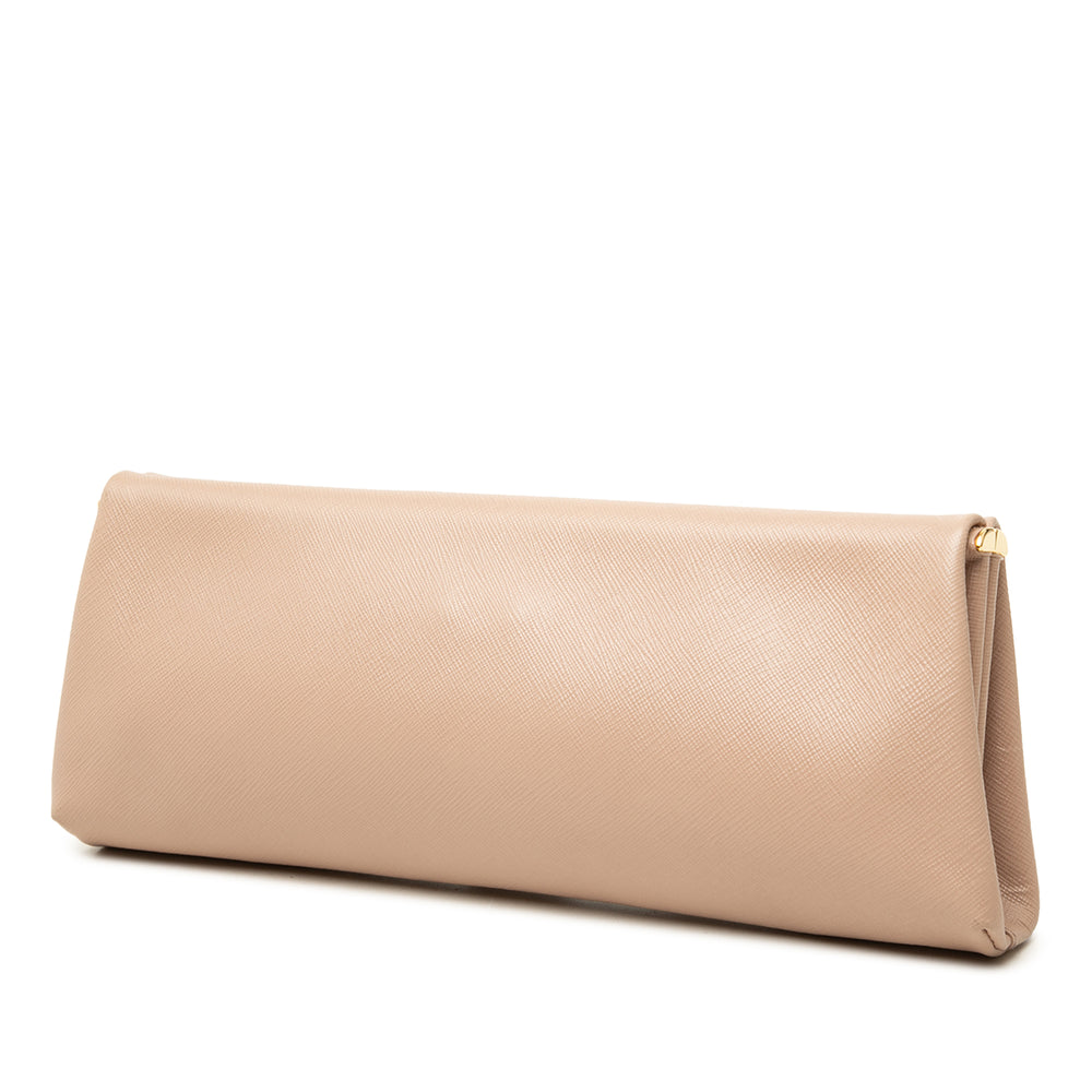 Prada Pochette Lux East West Armature Saffiano Beige – vue 2 – GABY PARIS