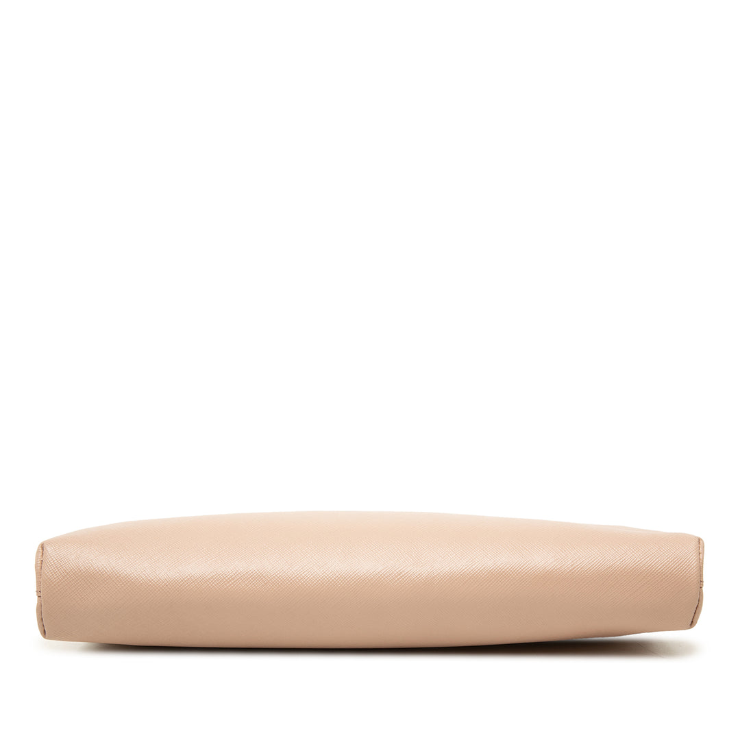Prada Pochette Lux East West Armature Saffiano Beige – vue 3 – GABY PARIS