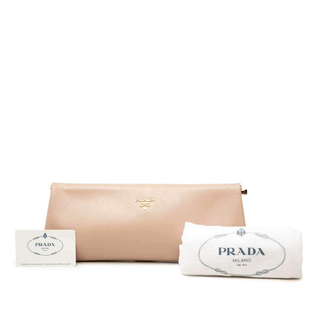 Prada Pochette Lux East West Armature Saffiano Beige – vue 7 – GABY PARIS