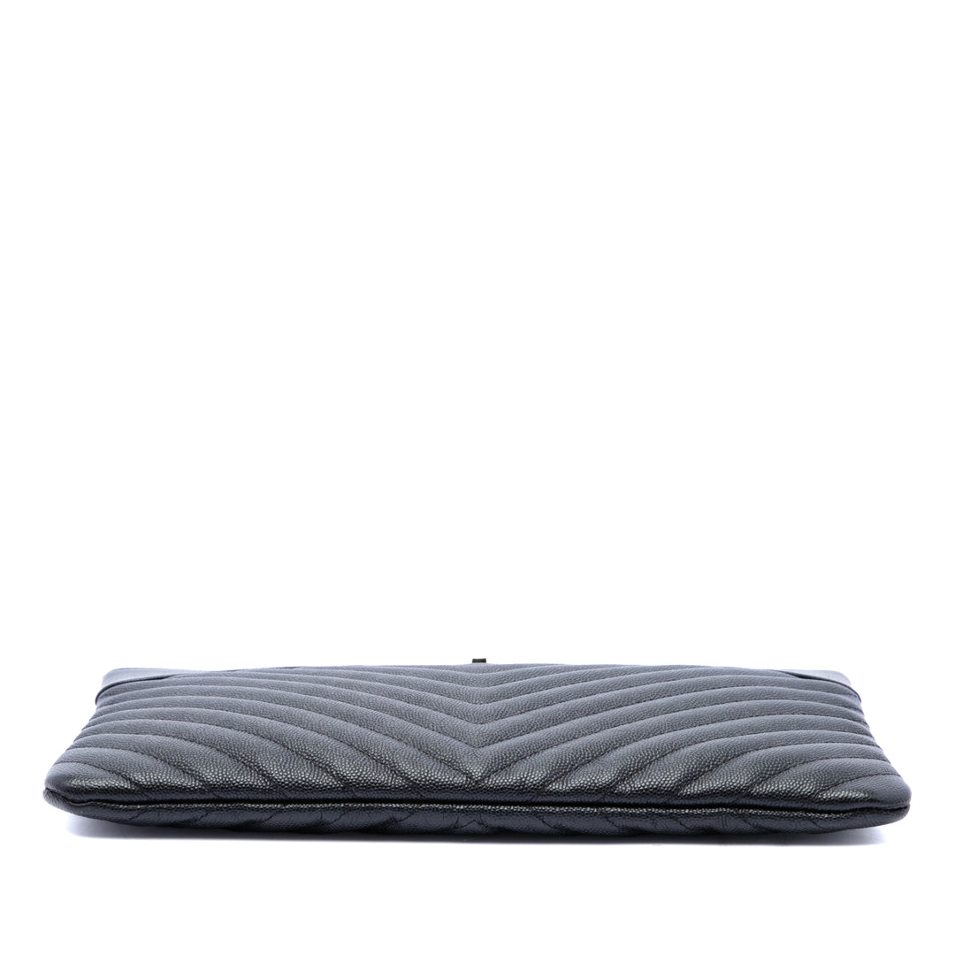 Chevron Mademoiselle O Étui Pochette Moyen Cuir caviar Noir