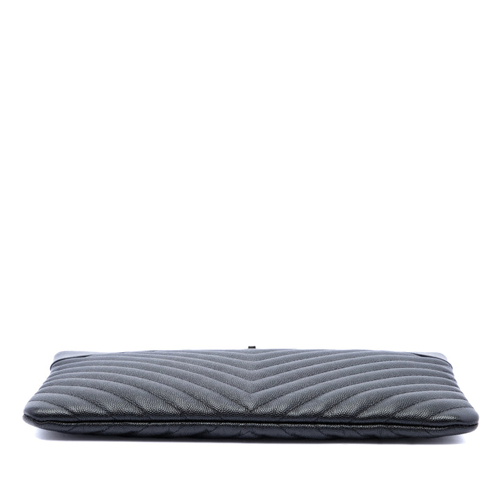 Chevron Mademoiselle O Étui Pochette Moyen Cuir caviar Noir