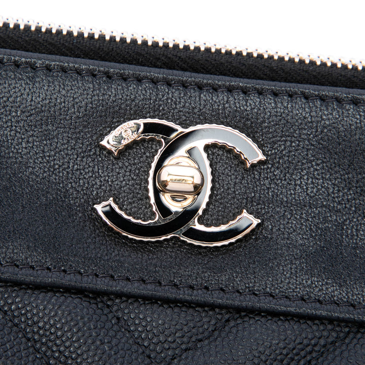 Chevron Mademoiselle O Étui Pochette Moyen Cuir caviar Noir