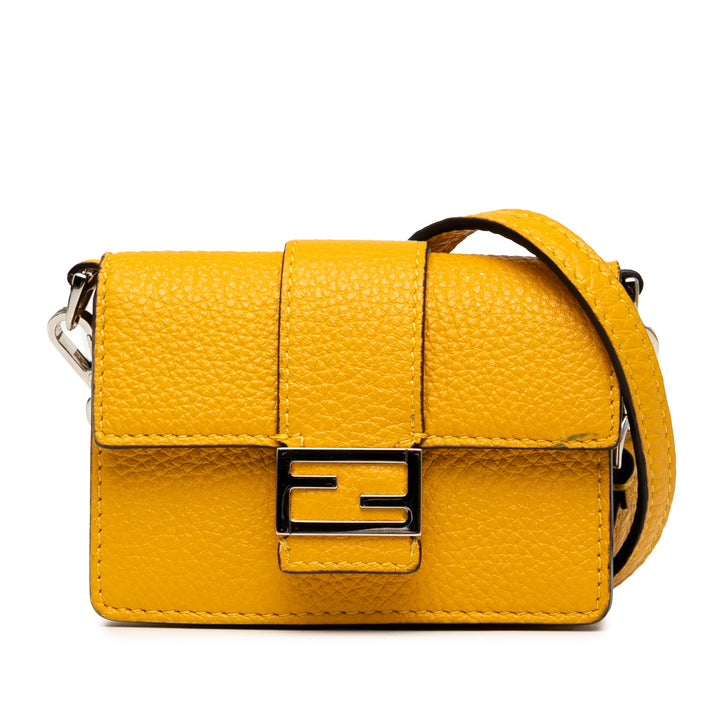 Fendi Micro Cuir Flat Baguette Sac porté croisé