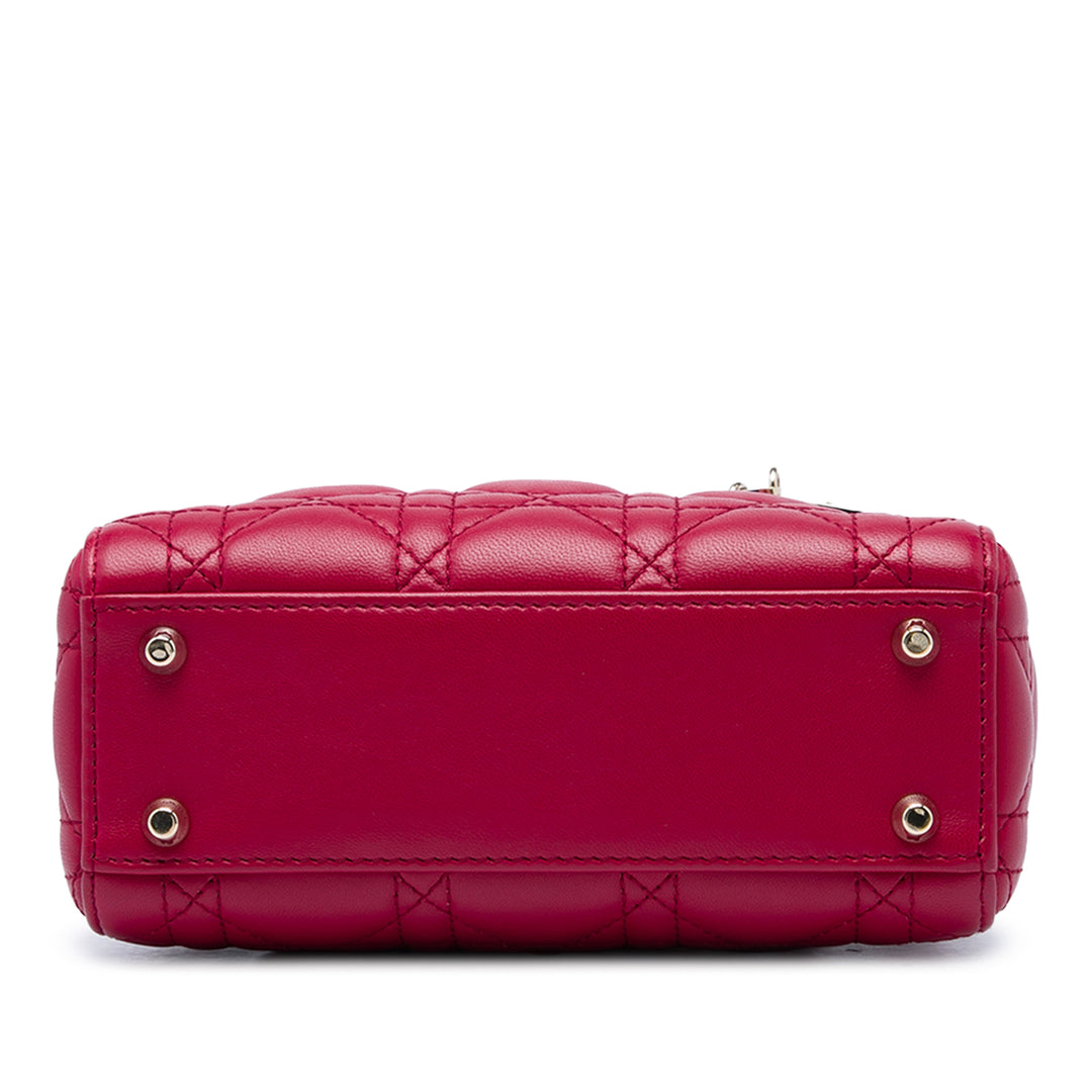 Dior Lady Dior Cannage Mini Cuir d'agneau Rose – vue 3 – GABY PARIS