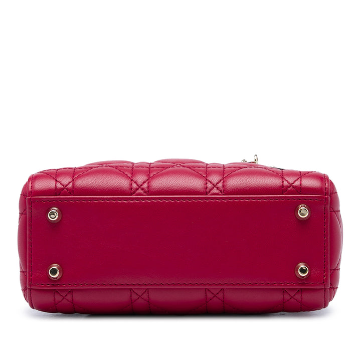 Dior Lady Dior Cannage Mini Cuir d'agneau Rose – vue 3 – GABY PARIS