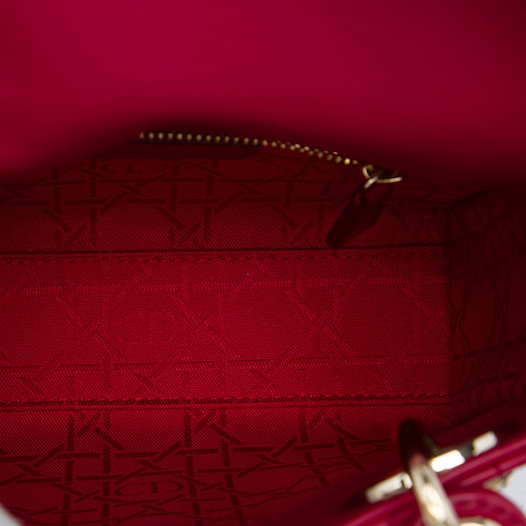 Dior Lady Dior Cannage Mini Cuir d'agneau Rose – vue 4 – GABY PARIS
