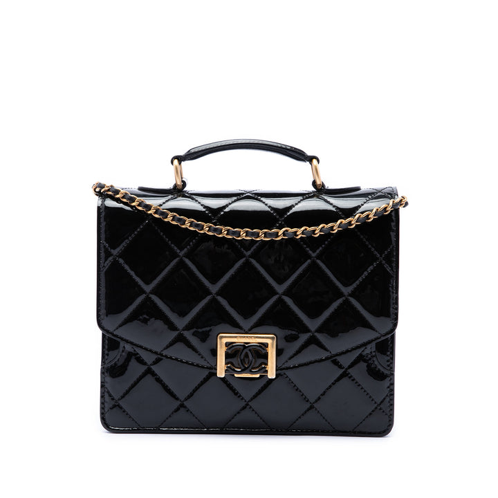 Chanel CC Matelassé Accordion Pushlock à rabat Noir – vue principale – GABY PARIS