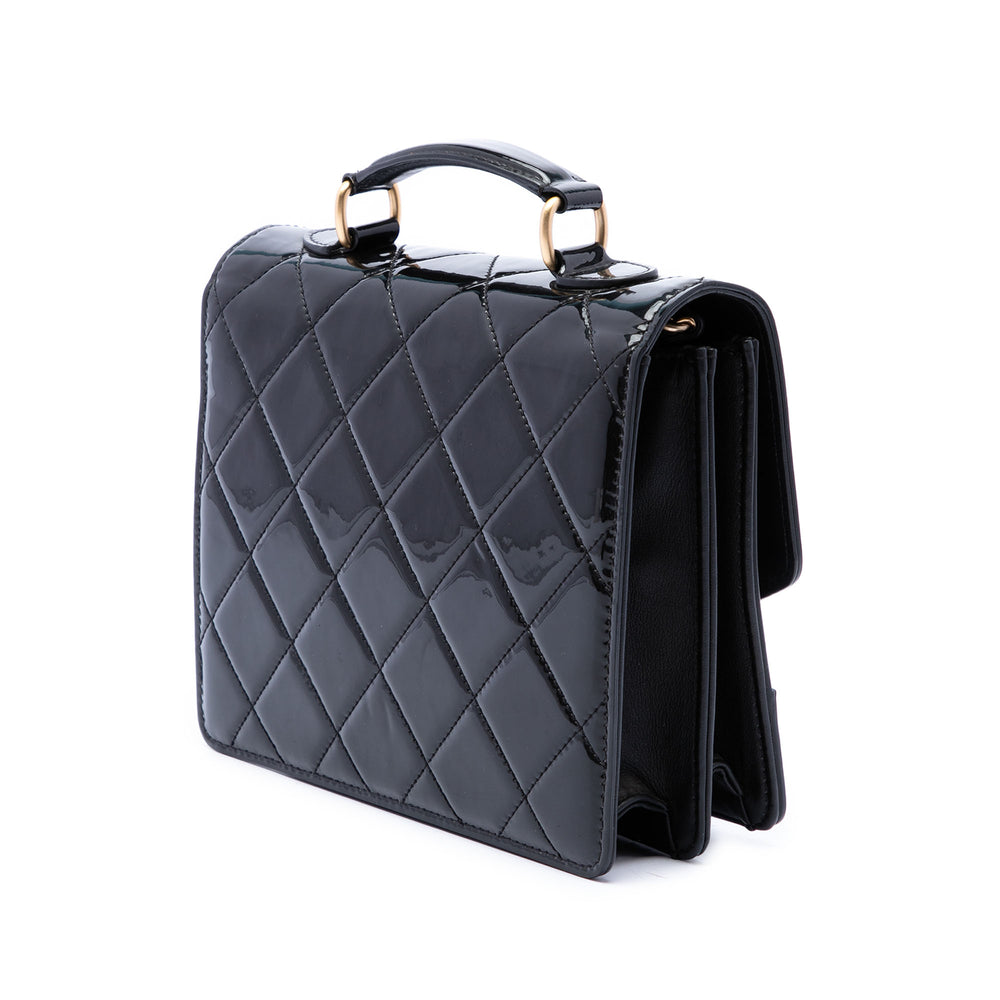 Chanel CC Matelassé Accordion Pushlock à rabat Noir – vue 2 – GABY PARIS