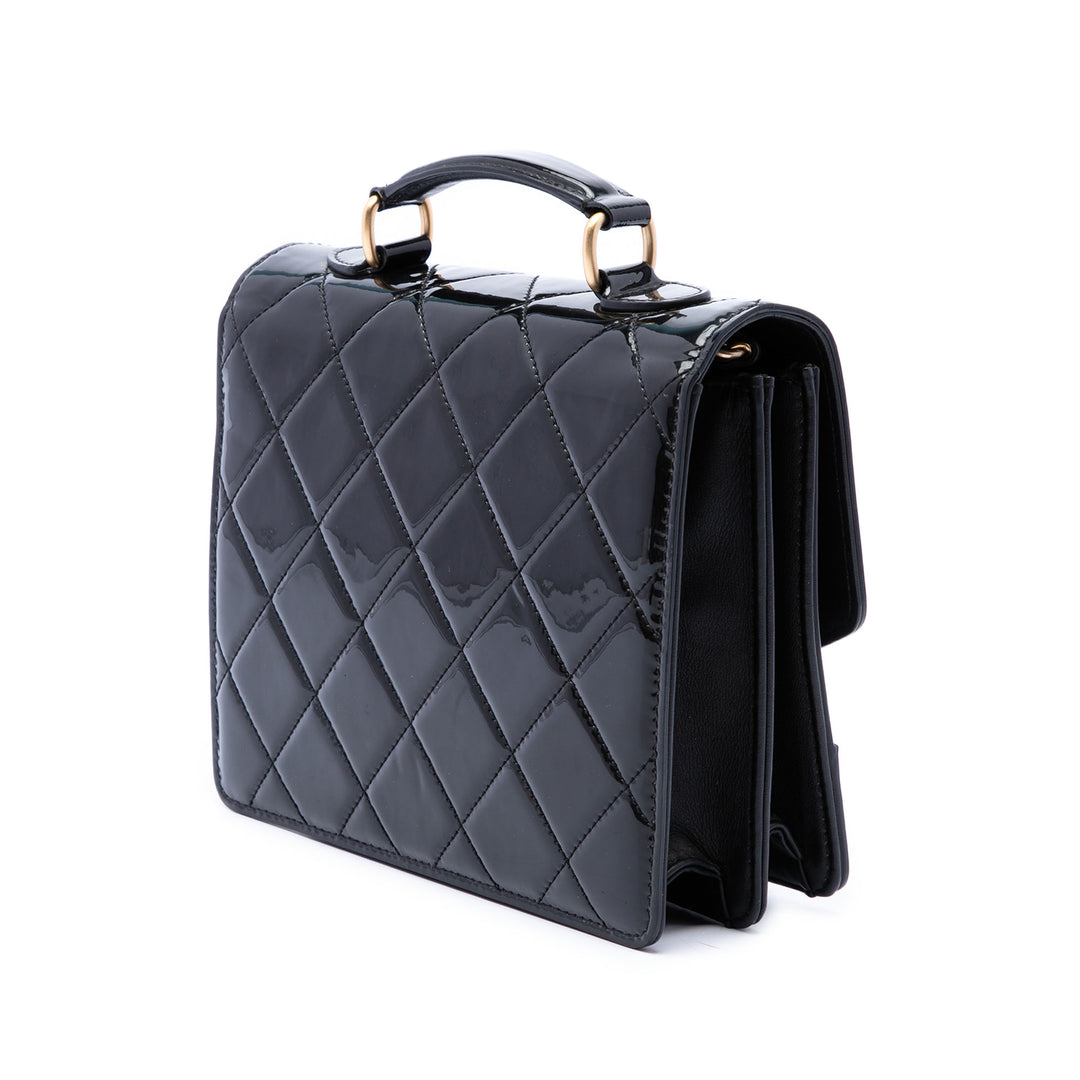 Chanel CC Matelassé Accordion Pushlock à rabat Noir – vue 2 – GABY PARIS
