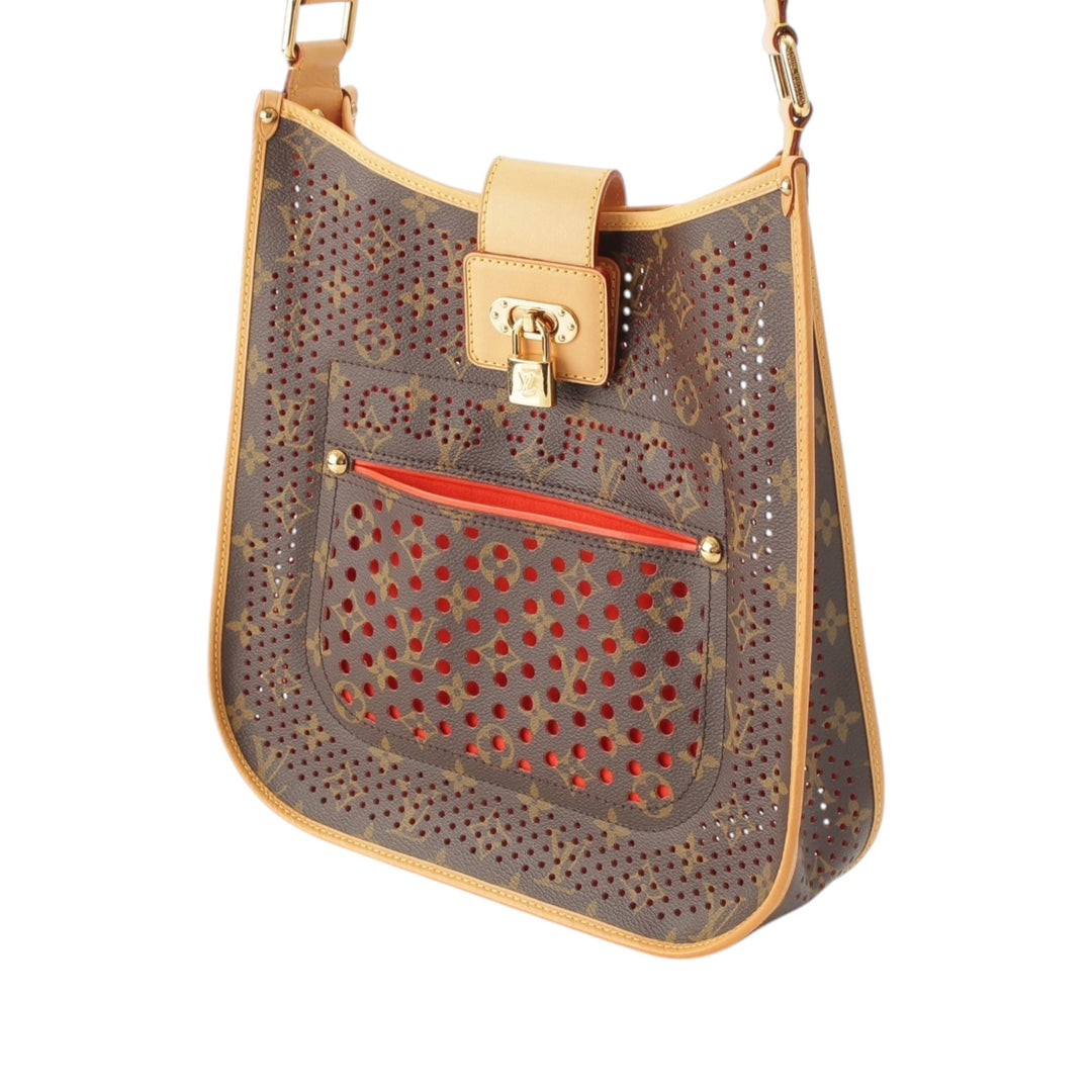 Musette perforé Monogram Marron