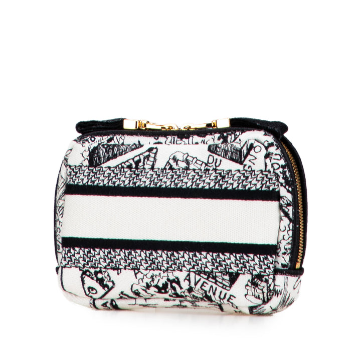 Dior Toile Embroidered Plan De Paris Cosmetic Pochette Blanc – GABY PARIS Authentique