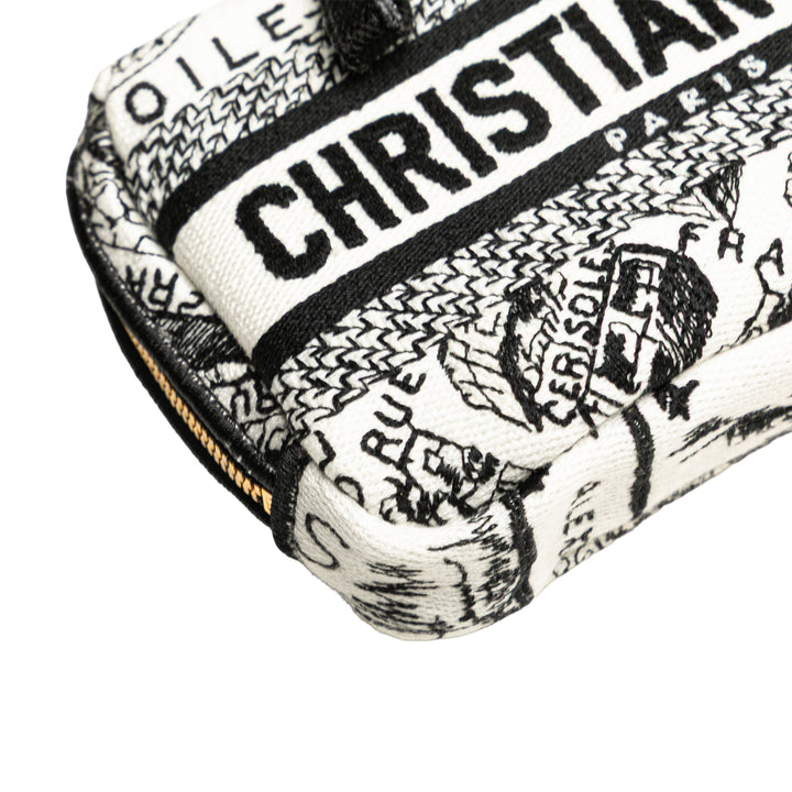 Dior Toile Embroidered Plan De Paris Cosmetic Pochette Blanc – GABY PARIS Authentique