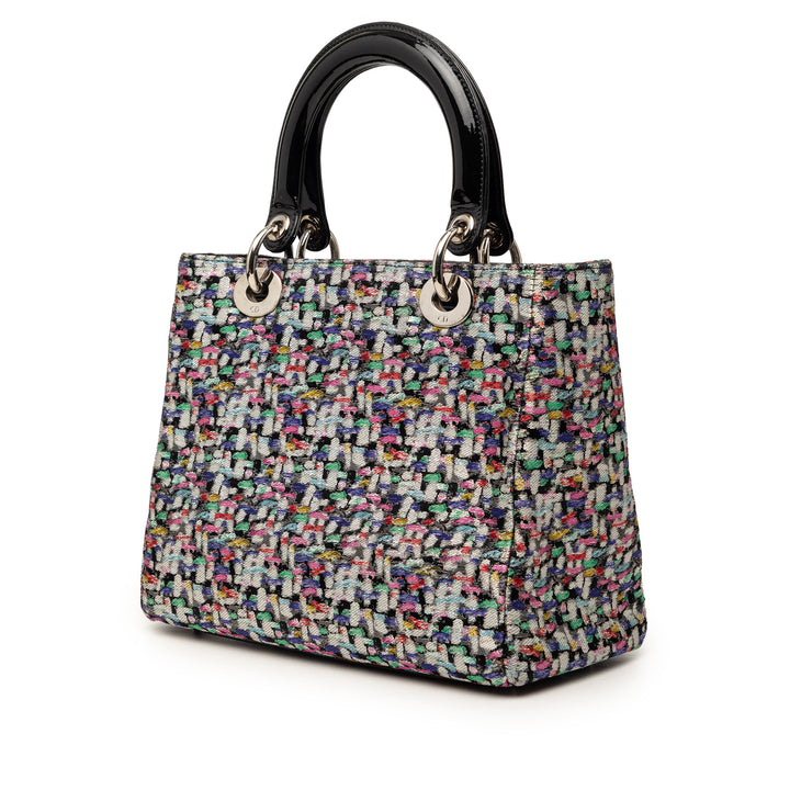 Dior Medium Multicolor Metallic Fabric et Cuir verni Cuir Lady Dior