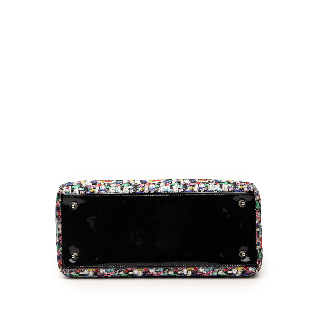 Dior Medium Multicolor Metallic Fabric et Cuir verni Cuir Lady Dior