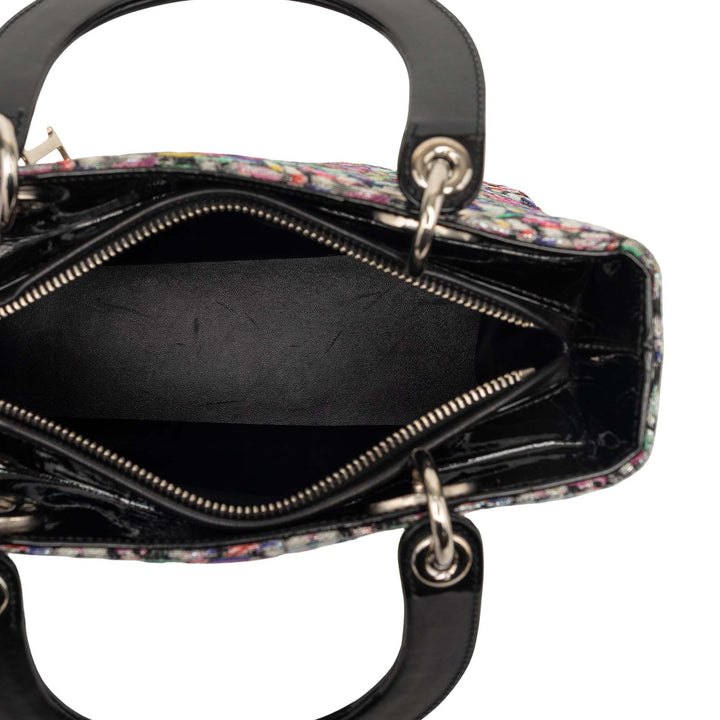Dior Medium Multicolor Metallic Fabric et Cuir verni Cuir Lady Dior