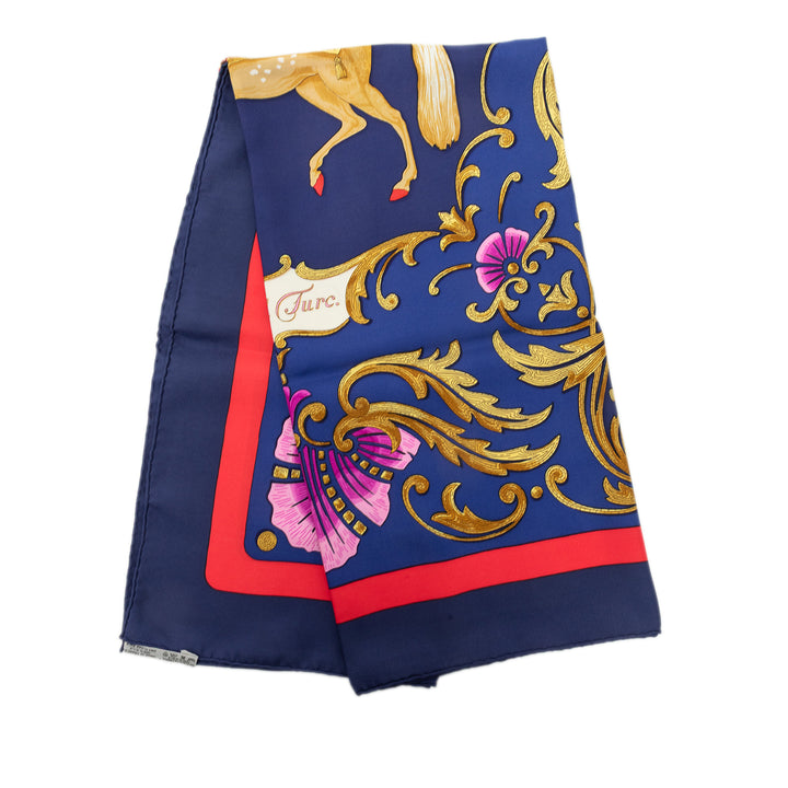 Hermès Cheval Turc Foulard 90 Bleu – vue principale – GABY PARIS