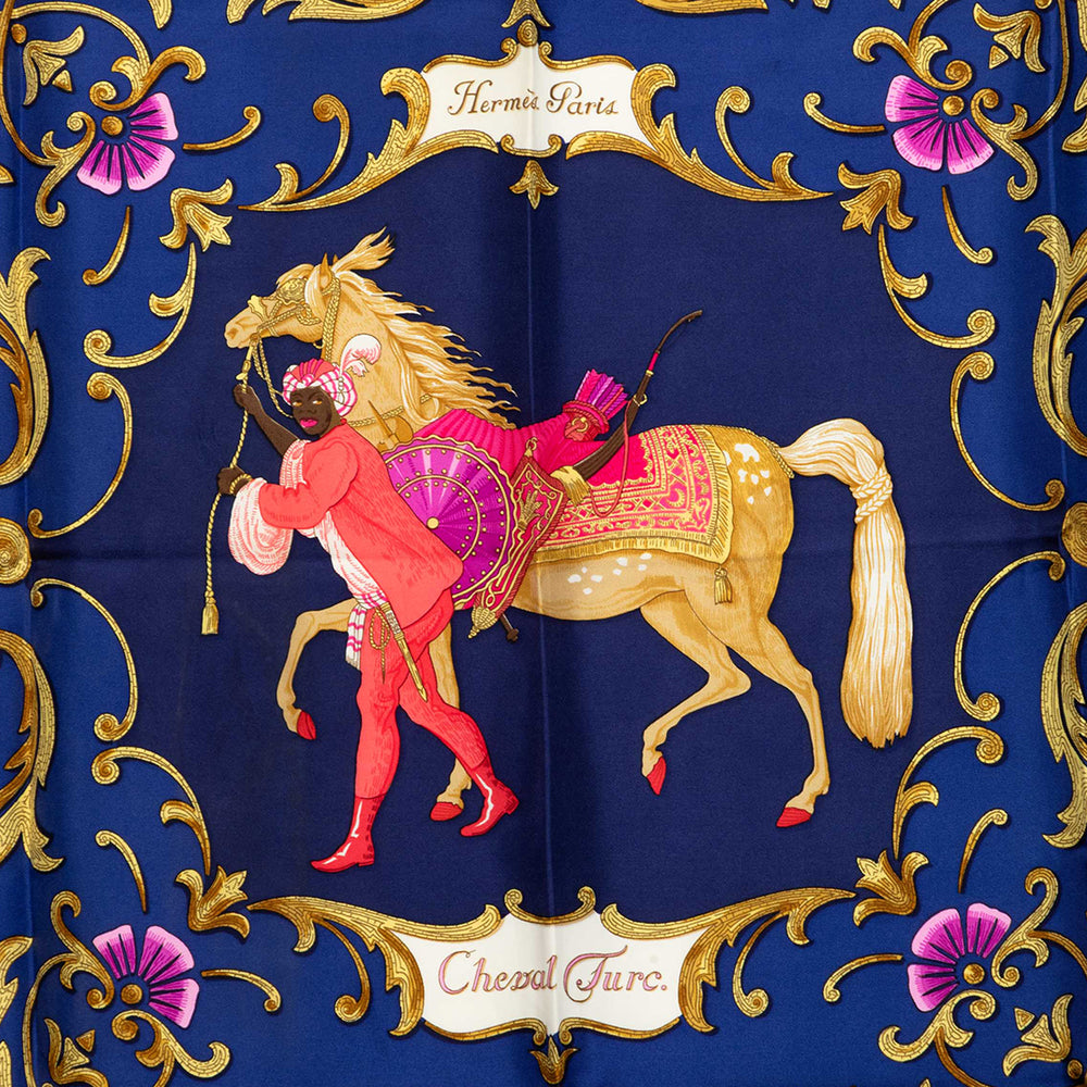 Hermès Cheval Turc Foulard 90 Bleu – vue 2 – GABY PARIS