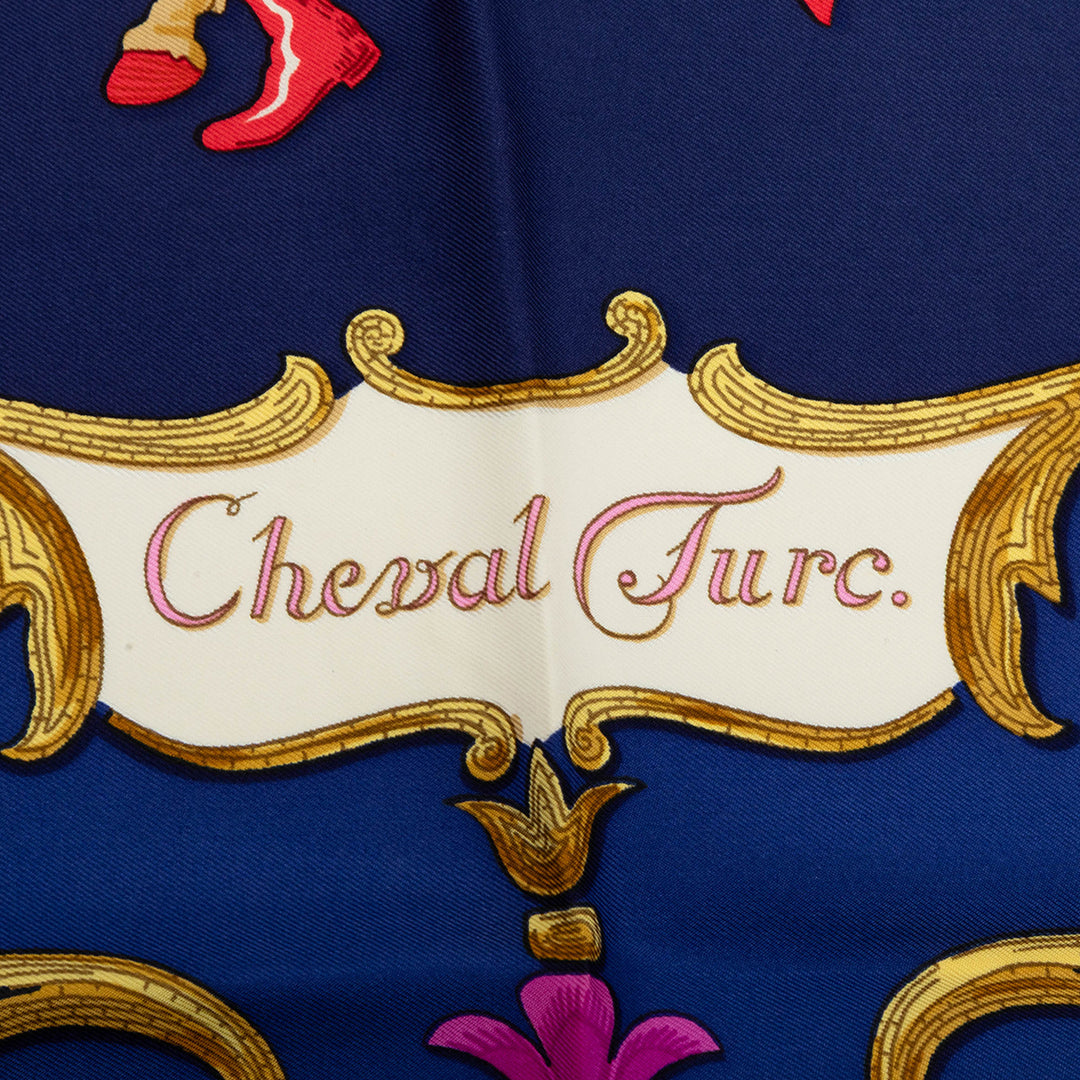 Hermès Cheval Turc Foulard 90 Bleu – vue 5 – GABY PARIS