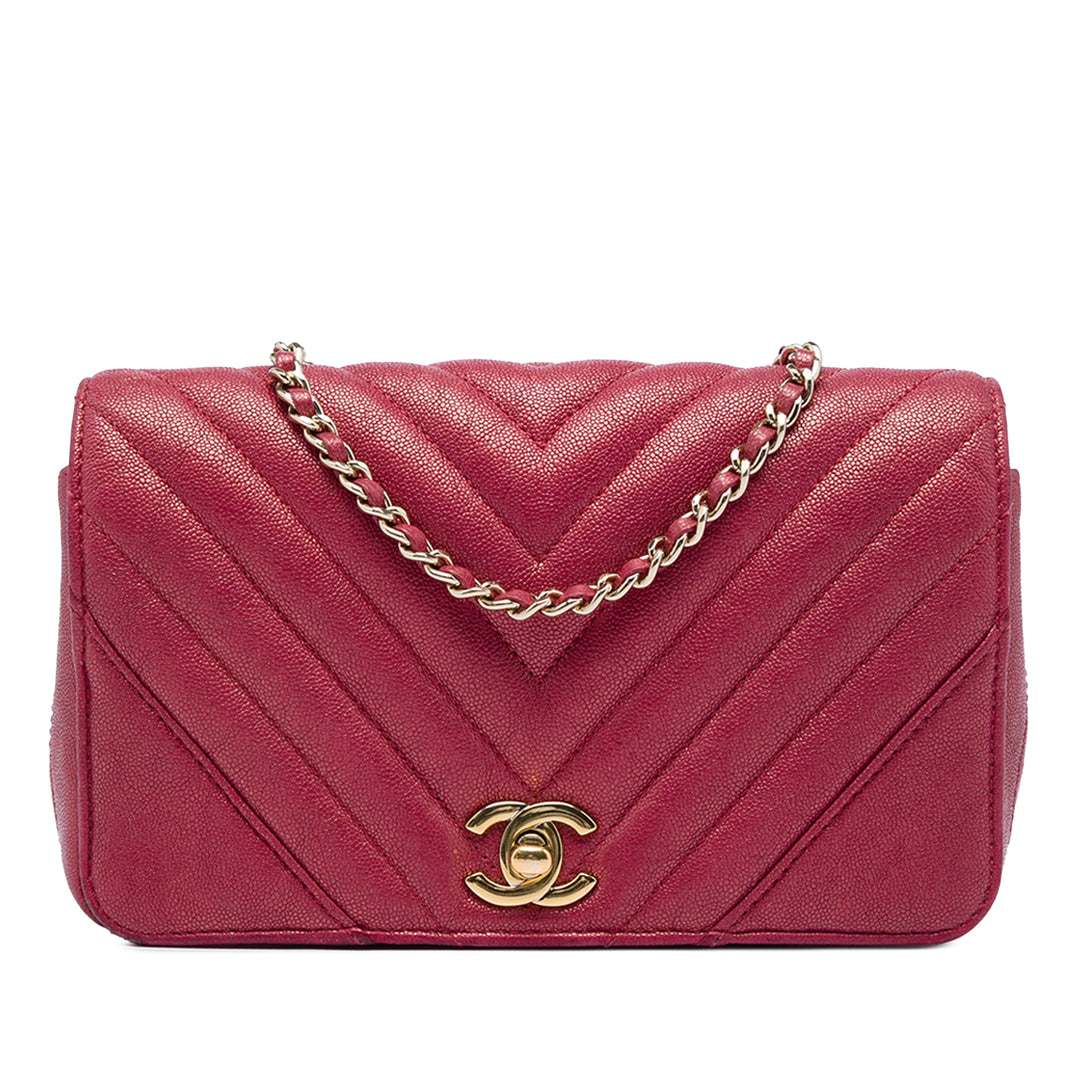 Chanel Small Chevron Iridescent Caviar Statement à rabat
